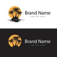 Coconut Tree Logo Design, Beach Plant, Palm Tree Summer, Illustration Template vector