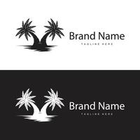 Coconut Tree Logo Design, Beach Plant, Palm Tree Summer, Illustration Template vector