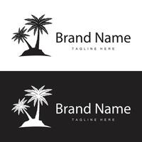 Coconut tree logo design template palm tree silhouette illustration summer beach sea plant vector