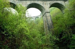old roman aqueduct in nature photo