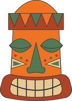 Hawaiian Tiki Mask in Flat Design. Isolated Illustration vector