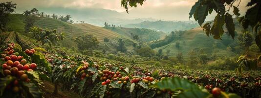 café Cereza granja en Guatemala, agrícola paisaje foto