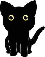 International Cat Day Silhouette. Illustration of Black Cute Cat. Isolated on White Background. vector