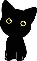 International Cat Day Silhouette. Illustration of Black Cute Cat. Isolated on White Background. vector