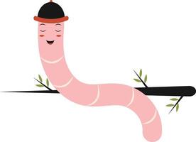 Illustration of Earthworm Cartoon Character. vector