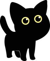 International Cat Day Silhouette. Illustration of Black Cute Cat. Isolated on White Background. vector