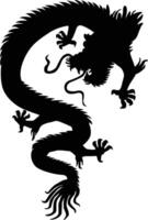 Chinese Dragon Silhouette, Chinese Zodiac, Horoscope Symbol on White Background. Isolated Black Silhouette. vector