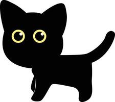 International Cat Day Silhouette. Illustration of Black Cute Cat. Isolated on White Background. vector