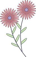 Hand Drawn Floral Botanical Branch. with Flat Design. Isolated Illustration. vector