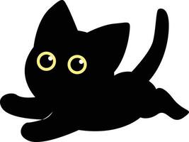 International Cat Day Silhouette. Illustration of Black Cute Cat. Isolated on White Background. vector