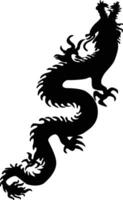 Chinese Dragon Silhouette, Chinese Zodiac, Horoscope Symbol on White Background. Isolated Black Silhouette. vector