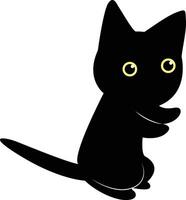 International Cat Day Silhouette. Illustration of Black Cute Cat. Isolated on White Background. vector