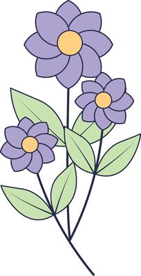 Hand Drawn Floral Botanical Branch. with Flat Design. Isolated Illustration.
