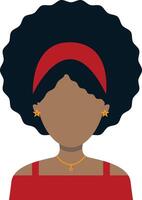 African Woman Avatar on White Background. Flat Face Design vector