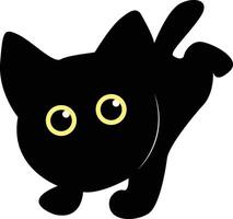 International Cat Day Silhouette. Illustration of Black Cute Cat. Isolated on White Background. vector