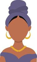 African Woman Avatar with Portrait Style. Illustration on White Background. vector