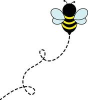 Bee Flying on Dotted Path. Isolated Illustration on a White Background vector