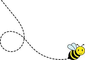 Bee Flying on Dotted Path. Isolated Illustration on a White Background vector