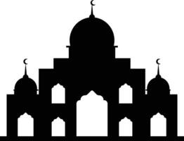 Isolated Black Silhouette of Mosque. Eid Mubarak. Illustration on White Background. vector