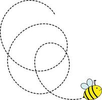 Bee Flying on Dotted Path. Isolated Illustration on a White Background vector