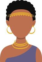 African Woman Avatar with Portrait Style. Illustration on White Background. vector