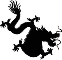 Chinese Dragon Silhouette, Chinese Zodiac, Horoscope Symbol on White Background. Isolated Black Silhouette. vector