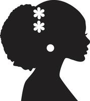 negro De las mujeres historia mes. lado ver silueta de De las mujeres cabeza. plano estilo ilustración vector