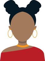 africano mujer avatar en blanco antecedentes. plano cara diseño vector