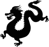 Chinese Dragon Silhouette, Chinese Zodiac, Horoscope Symbol on White Background. Isolated Black Silhouette. vector