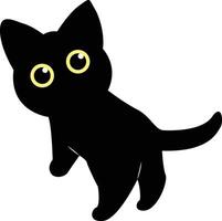 International Cat Day Silhouette. Illustration of Black Cute Cat. Isolated on White Background. vector