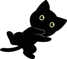 International Cat Day Silhouette. Illustration of Black Cute Cat. Isolated on White Background. vector