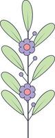 Hand Drawn Floral Botanical Branch. with Flat Design. Isolated Illustration. vector