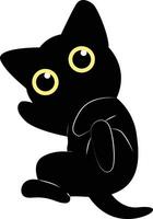 International Cat Day Silhouette. Illustration of Black Cute Cat. Isolated on White Background. vector