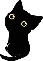 International Cat Day Silhouette. Illustration of Black Cute Cat. Isolated on White Background. vector