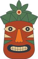 Hawaiian Tiki Mask in Flat Design. Isolated Illustration vector