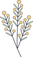 mano dibujado floral botánico rama. con plano diseño. aislado ilustración. vector