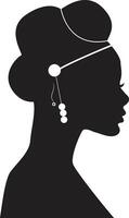 Black Women's History Month. Side View Silhouette of Women's Head. Flat Style Illustration vector