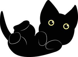 International Cat Day Silhouette. Illustration of Black Cute Cat. Isolated on White Background. vector