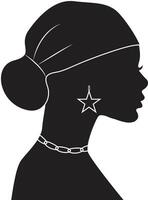 Black Women's History Month. Side View Silhouette of Women's Head. Flat Style Illustration vector