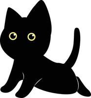 International Cat Day Silhouette. Illustration of Black Cute Cat. Isolated on White Background. vector