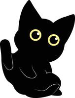International Cat Day Silhouette. Illustration of Black Cute Cat. Isolated on White Background. vector