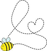 Bee Flying on Dotted Path. Isolated Illustration on a White Background vector