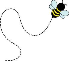 Bee Flying on Dotted Path. Isolated Illustration on a White Background vector