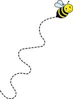 Bee Flying on Dotted Path. Isolated Illustration on a White Background vector