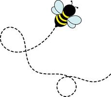 Bee Flying on Dotted Path. Isolated Illustration on a White Background vector