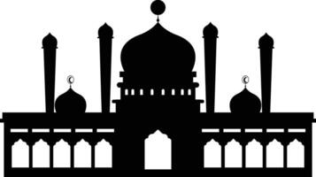 Isolated Black Silhouette of Mosque. Eid Mubarak. Illustration on White Background. vector