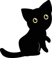 International Cat Day Silhouette. Illustration of Black Cute Cat. Isolated on White Background. vector