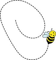 Bee Flying on Dotted Path. Isolated Illustration on a White Background vector