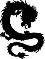 Chinese Dragon Silhouette, Chinese Zodiac, Horoscope Symbol on White Background. Isolated Black Silhouette. vector