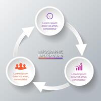 circulo flechas infografía. negocio concepto con Tres opciones, partes, pasos o procesos. vector